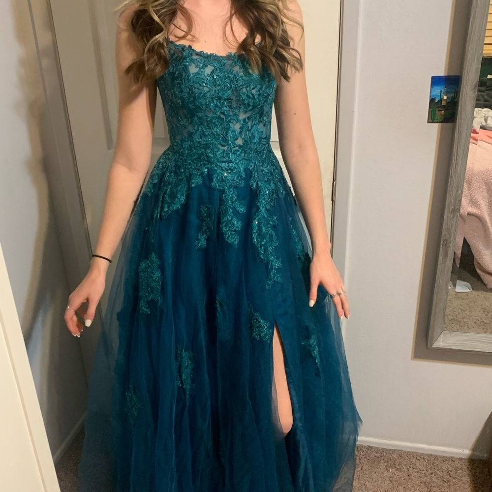 Teal prom dress
